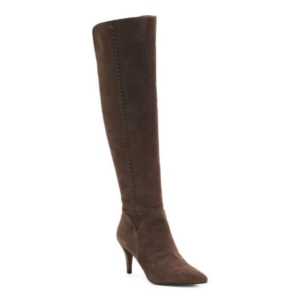 VINCE CAMUTO Suede Sesselti Wide Calf Tall Shaft Boots - Size 7 - Sable Brown
